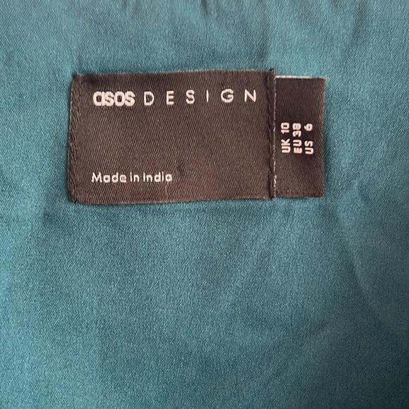 ASOS DESIGN Teal Pleated Textured Chiffon Maxi Dress Size 6 - Picture 11 of 15